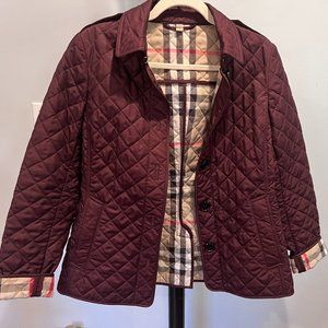 Burberry Women's Quilted Jacket, Size: S | Color - Burgundy/Maroon